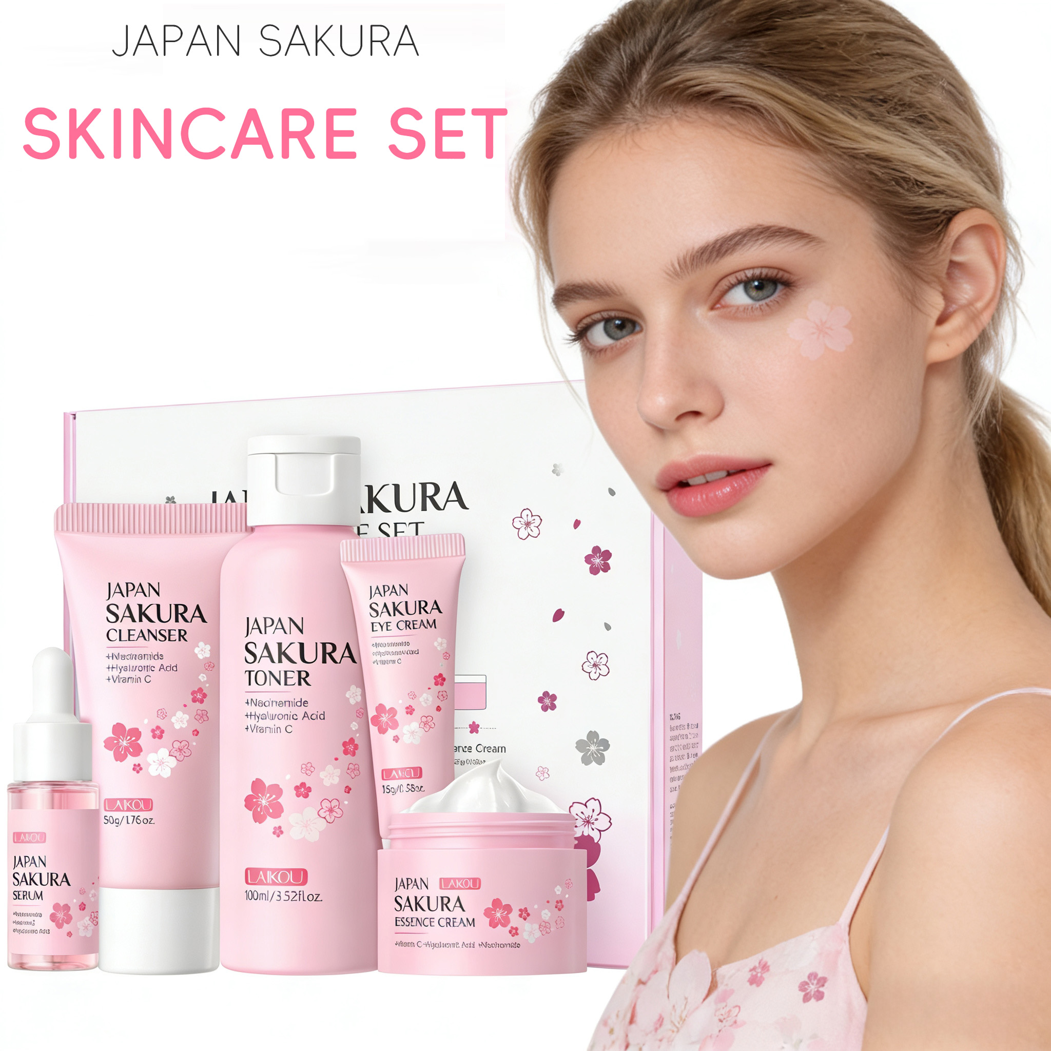 Essence Serum Toner - LAIKOU Sakura 5pcs Skin Care Kit
