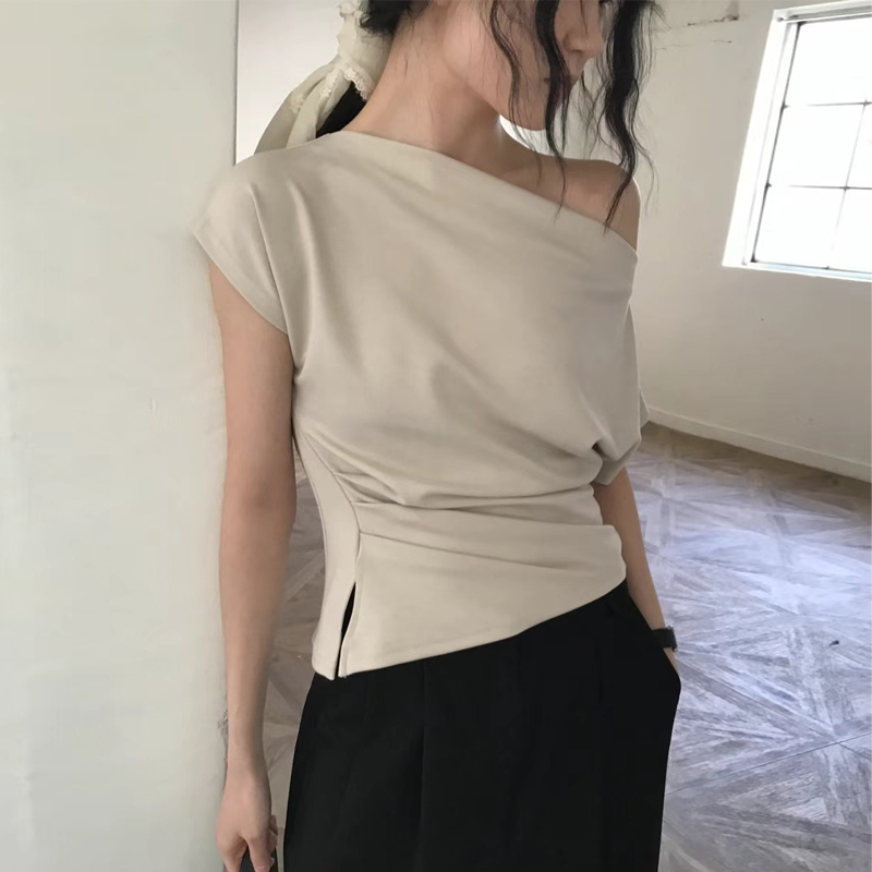 Korean Women Lifestyle - Elegant One-Shoulder Design Sensation Top Korean