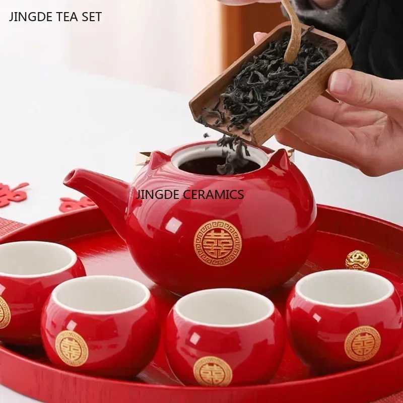 Red Ceramic Tea Set, Chinese W - đánh giá và giá Korean Tea Set