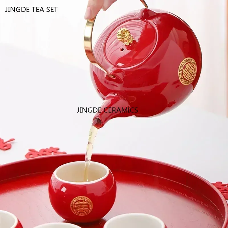 Red Ceramic Tea Set, Chinese W - đánh giá và giá Korean Tea Set