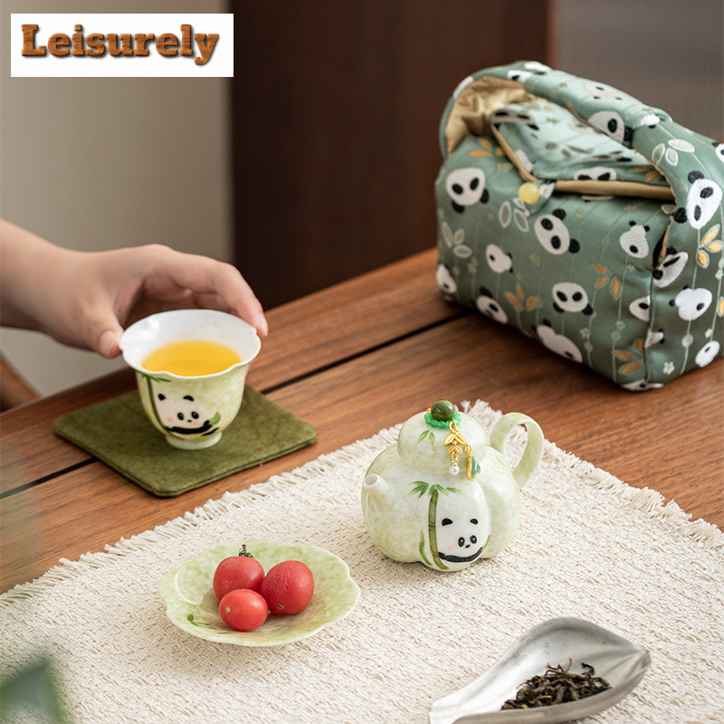 Hand-painted Panda Travel Tea  - đánh giá và giá Korean Tea Set