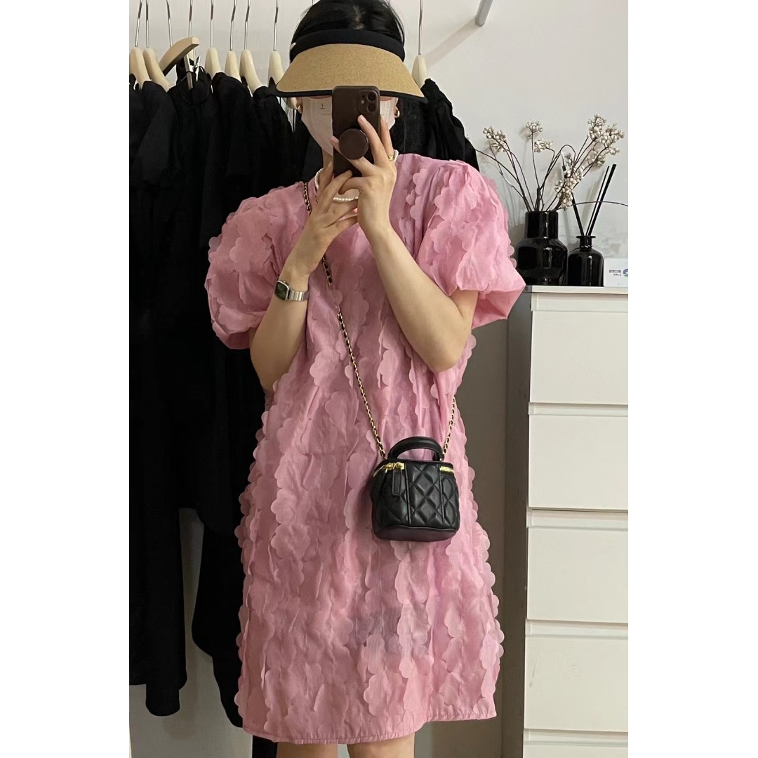 Floral Bubble Sleeve Dress Kor - đánh giá và giá Korean Daily Lifestyle